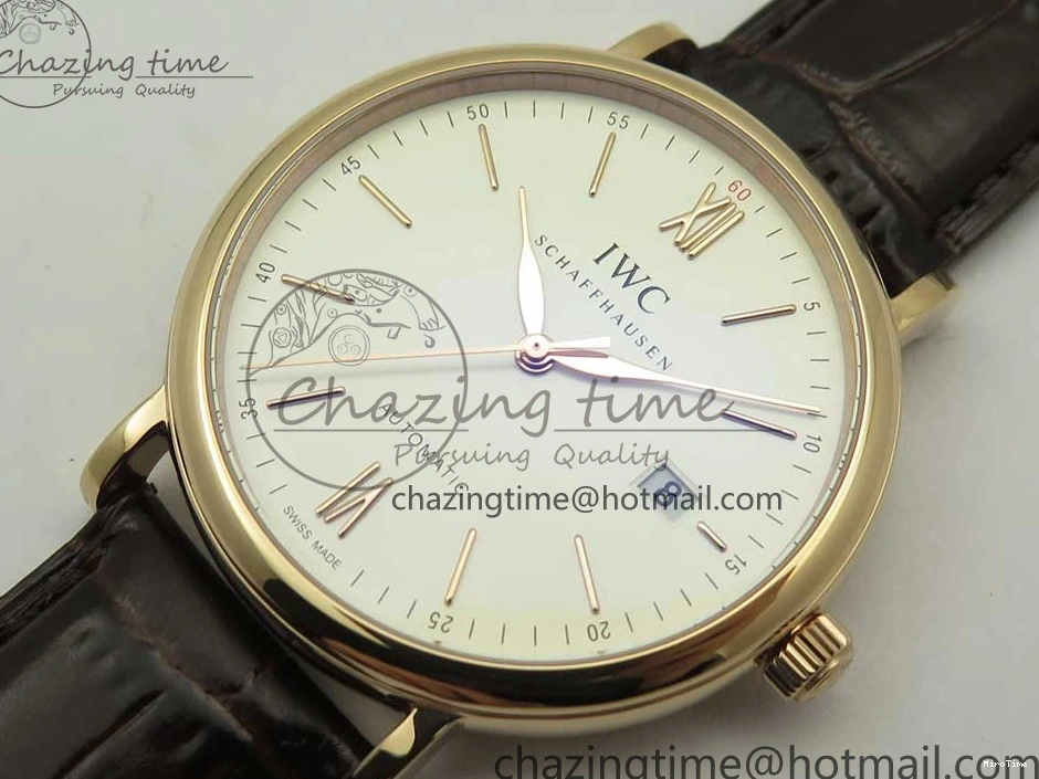 MIROTIME 0126 Portofino Automatic RG FKF 1:1 Best Edition White Dial on Brown Leather Strap A Practical 7140